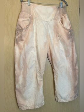 We The Free Peachy Pink-Cream Harem Jeans